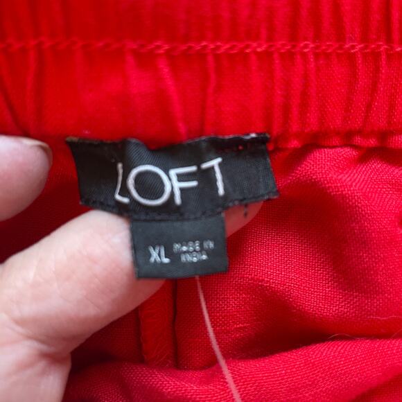 NWT Loft Linen Blend Pull On Elastic Waist Embroidered Shorts W/Tassel Ties XL - Picture 9 of 12